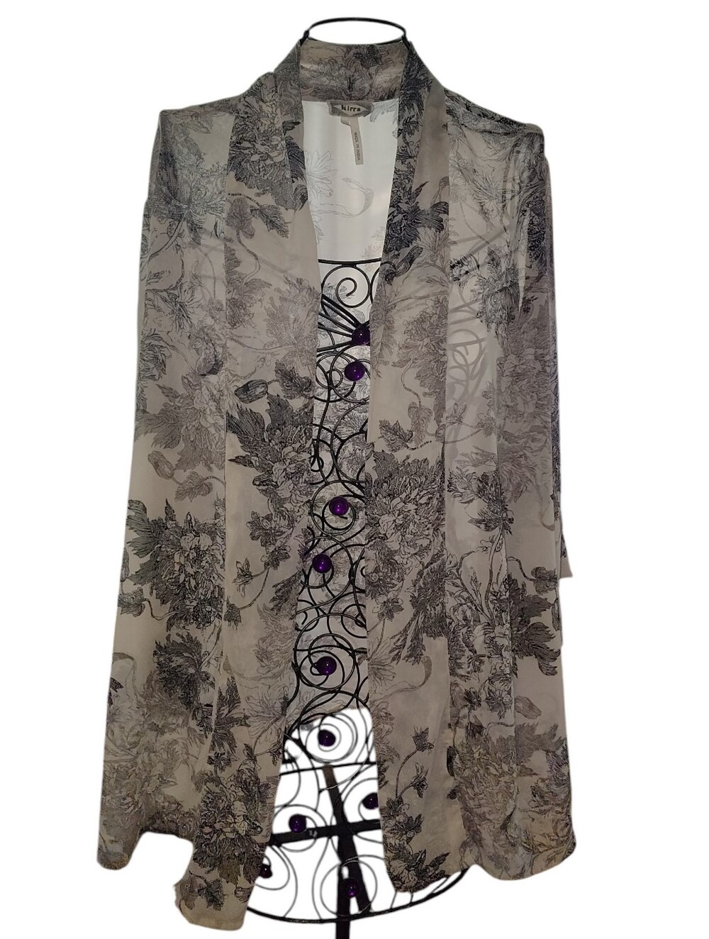 Kirra Tan Floral Print Sheer Kimono